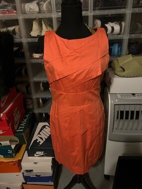 Calvin Klein Orange Sleeveless Sheath Dress